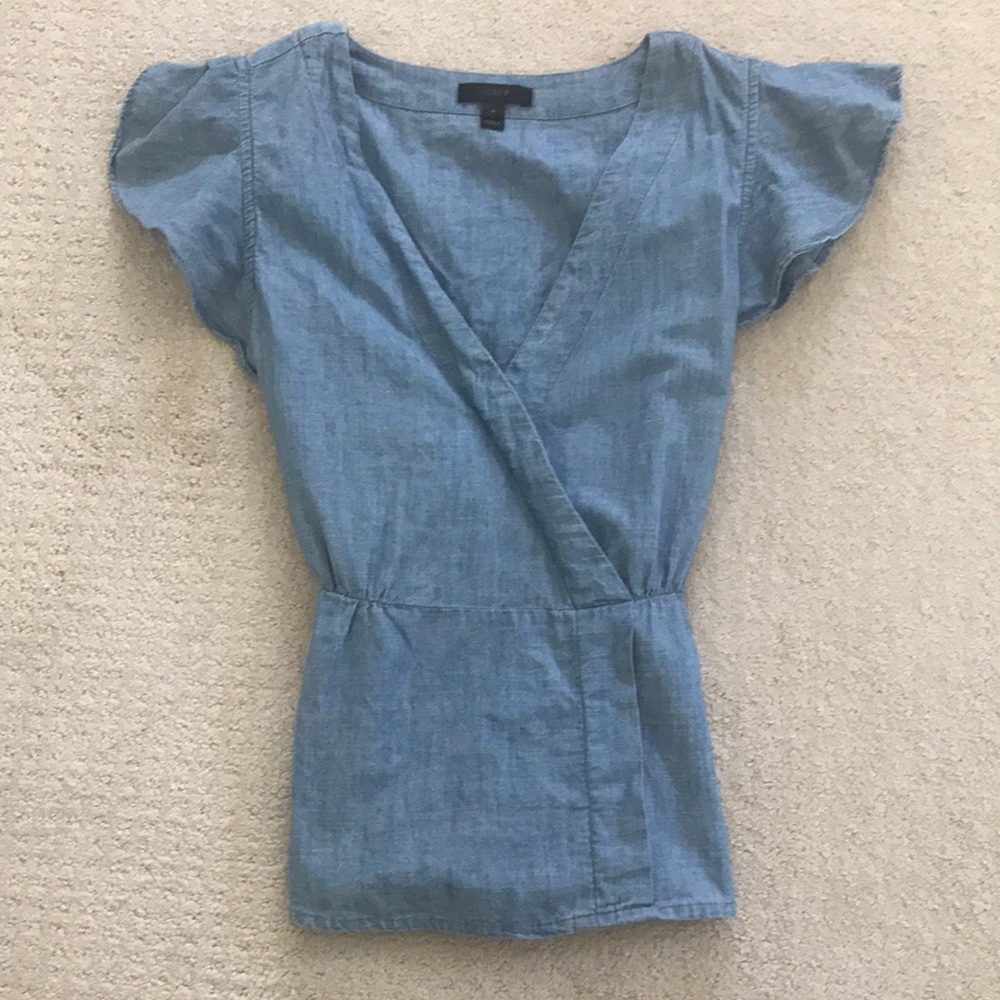 Jcrew denim top with bow tie in front or back